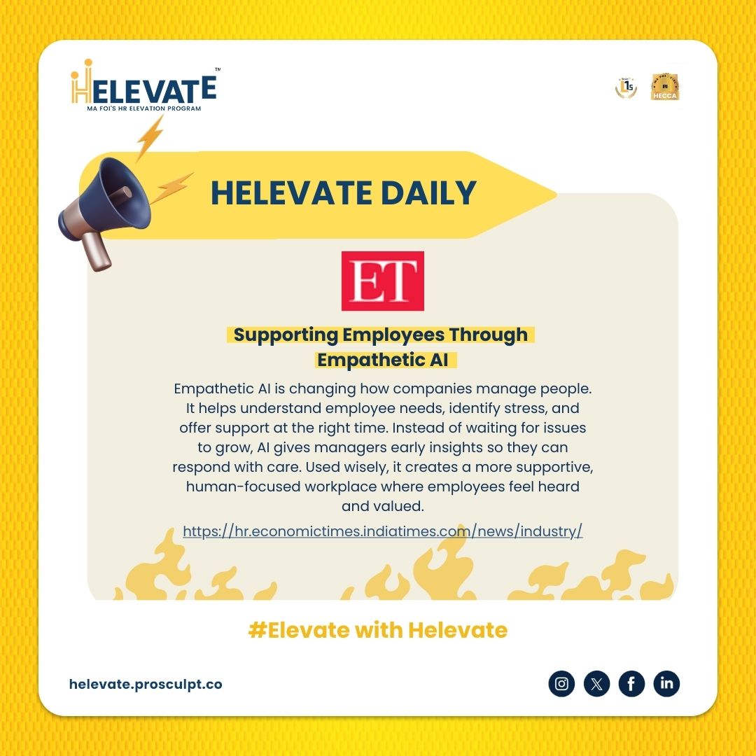 helevatemafoi's tweet image. Empathetic AI helps leaders support employees before problems grow.

When tech + empathy come together, workplaces become stronger and more human.

#Helevate #EmpatheticAI #FutureOfWork #HRInnovation