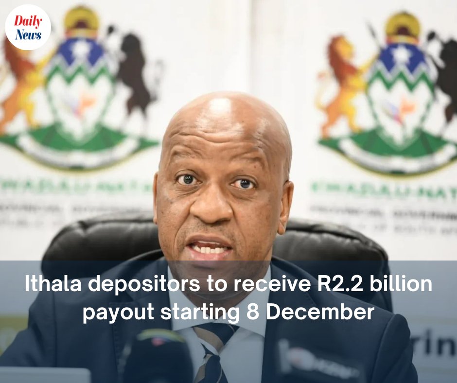 DailyNewsSA's tweet image. Starting 8 December, Ithala Bank depositors can reclaim their funds as R2.2 billion payout begins. Premier Thami Ntuli ensures a secure process for all affected. 

Read more: tinyurl.com/ycyz53k3

#IthalaBank #Payout #FinancialAssistance