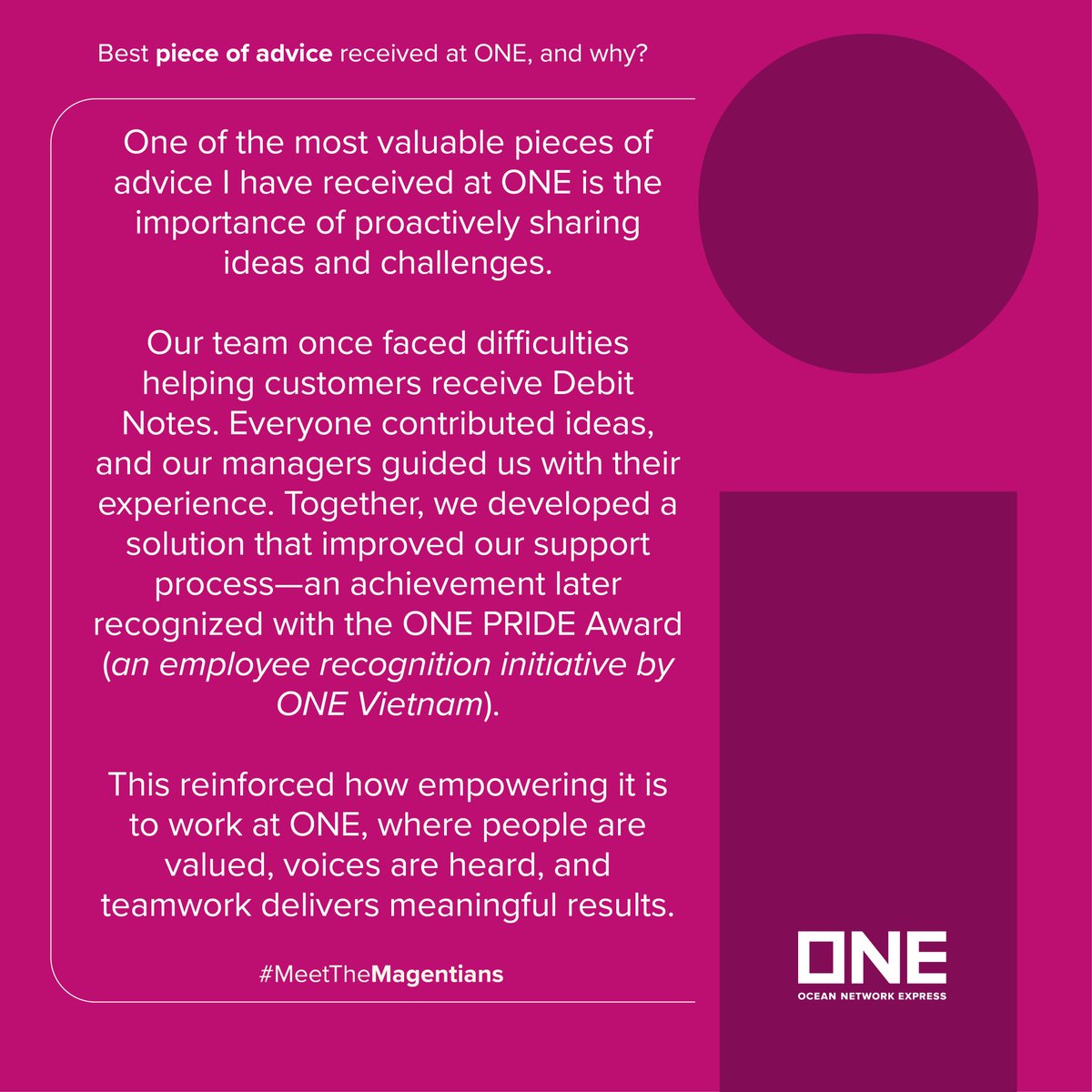 When you think of Accounting, what comes to mind?
Numbers 🔢? Routines? Maybe even a little boring🥱?
In this week’s #MeetTheMagentians, we spotlight Nguyen Thi Ngoc Uyen, Assistant Manager of Accounting at ONE Vietnam, as she shares how her team uses digital finance tools to