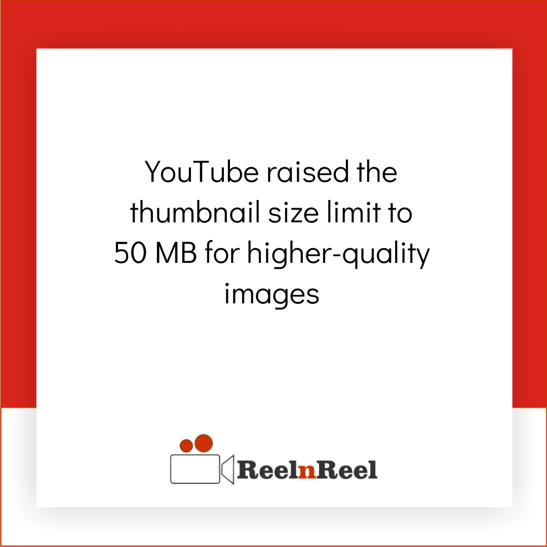 reelnreel's tweet photo. YouTube raises thumbnail size to 50 MB for sharper artwork.

Threads tests manual feed guidance.

#YouTubeUpdate #50MBThumbnails #CreatorTools #AIVideoUpscale #VideoQuality #BetterTVPlayback #ExpressiveCaptions #Accessibility #ThreadsUpdate #FeedAlgorithm #PlatformNews https://t.co/m4KPqs8RKY
