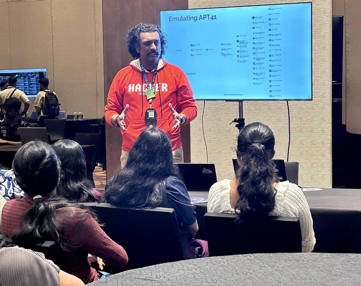 Highlights from the demonstration of adversary and ransomware emulation exercises led by <a href="/abhijithbr/">Abhijith B R</a> at <a href="/AdversaryVillag/">Adversary Village</a> during <a href="/_c0c0n_/">c0c0n2025</a>.
It was great to see such active engagement from participants throughout the session.

#BreachSimRange #OffensiveSecurity #AdversaryVillage