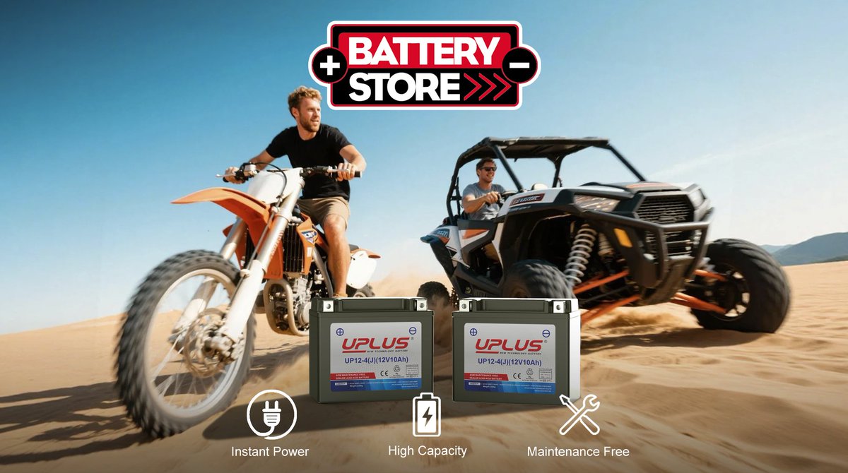 BatteryStoreUK's tweet image. The demands of modern riding aren’t slowing down, they’re getting tougher. That’s why uplus AGM powersports batteries step up, elivers the steady &amp;amp; dependable power 
If your UTV or ATV is evolving... your battery should too. Find now👉batterystore.co.uk/automotive/mot…
#UTVBattery #Uplus