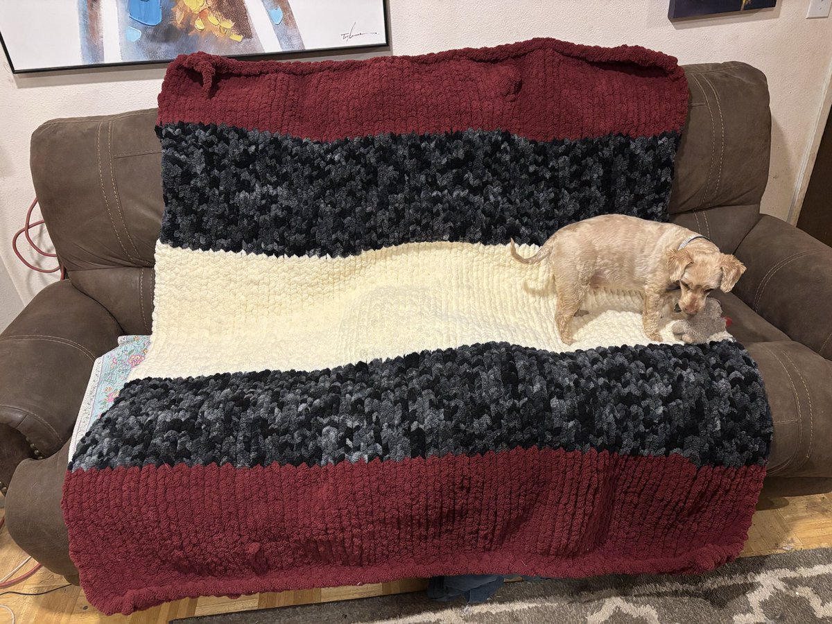 Finished my knitted blanket today. Woohoo!