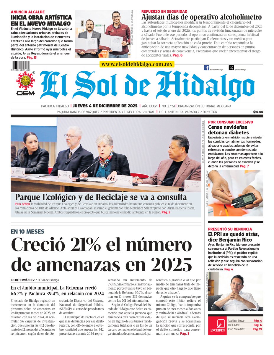 ElSoldeHgo's tweet image. Te compartimos nuestra portada 📰
Las noticias más relevantes las encuentras en #ElSolDeHidalgo ☀️
Mantente informado en nuestra versión impresa y digital.
¡Visita nuestro sitio web! 📲
oem.com.mx/elsoldehidalgo/