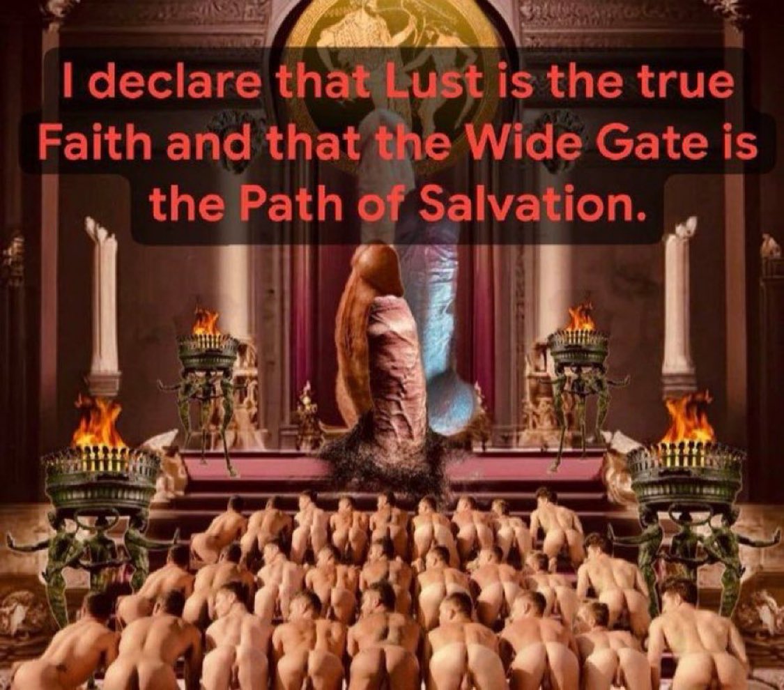 Hail cock 

Get naked an worship cock and be come more corrupted by demons to get you breed 👿😈