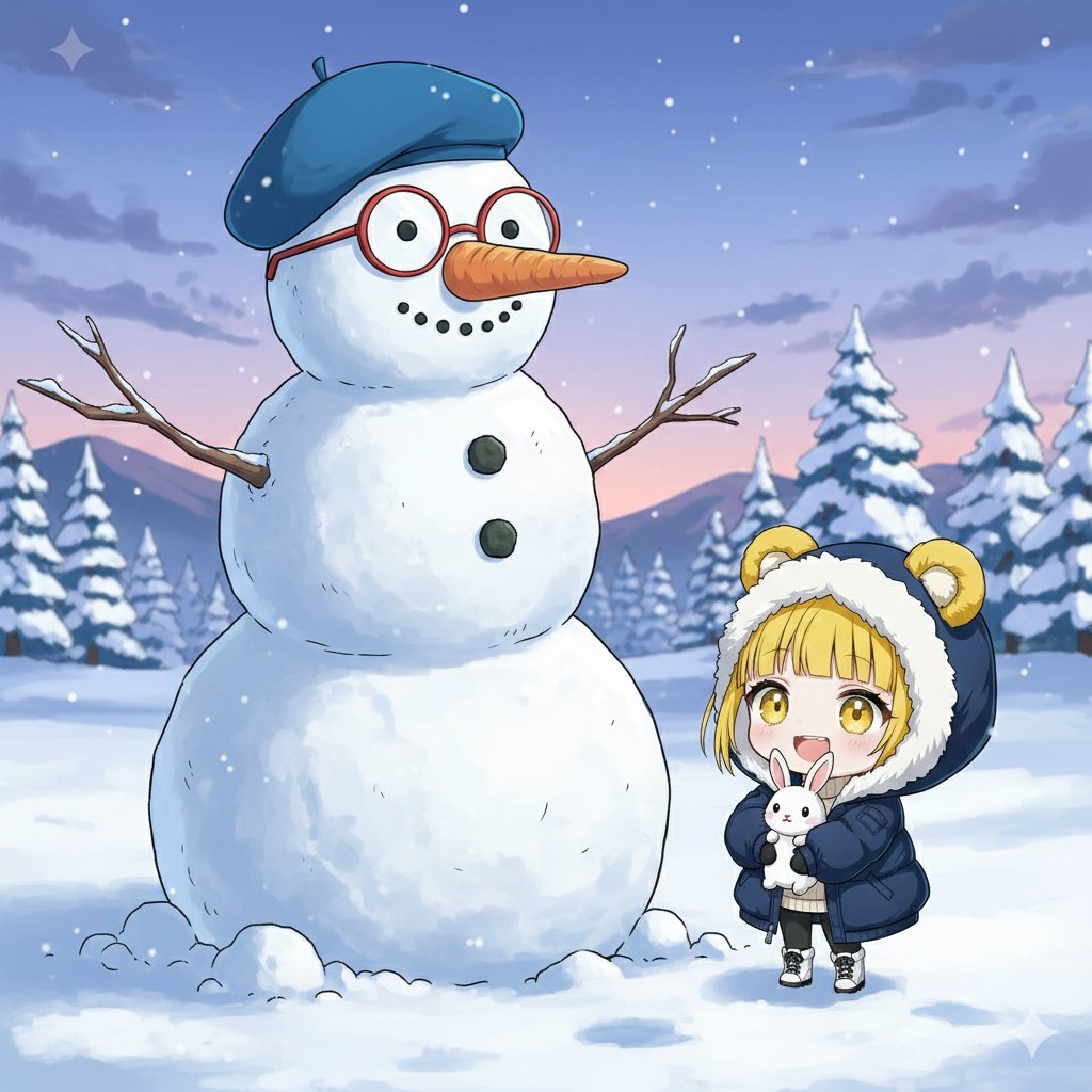 こぶた様 リクエスト 2点 +雪だるまプーさん クマ娘 #黄熊のツキノ・プー #プーちゃん 「プーちゃん × 善哉雪だるま