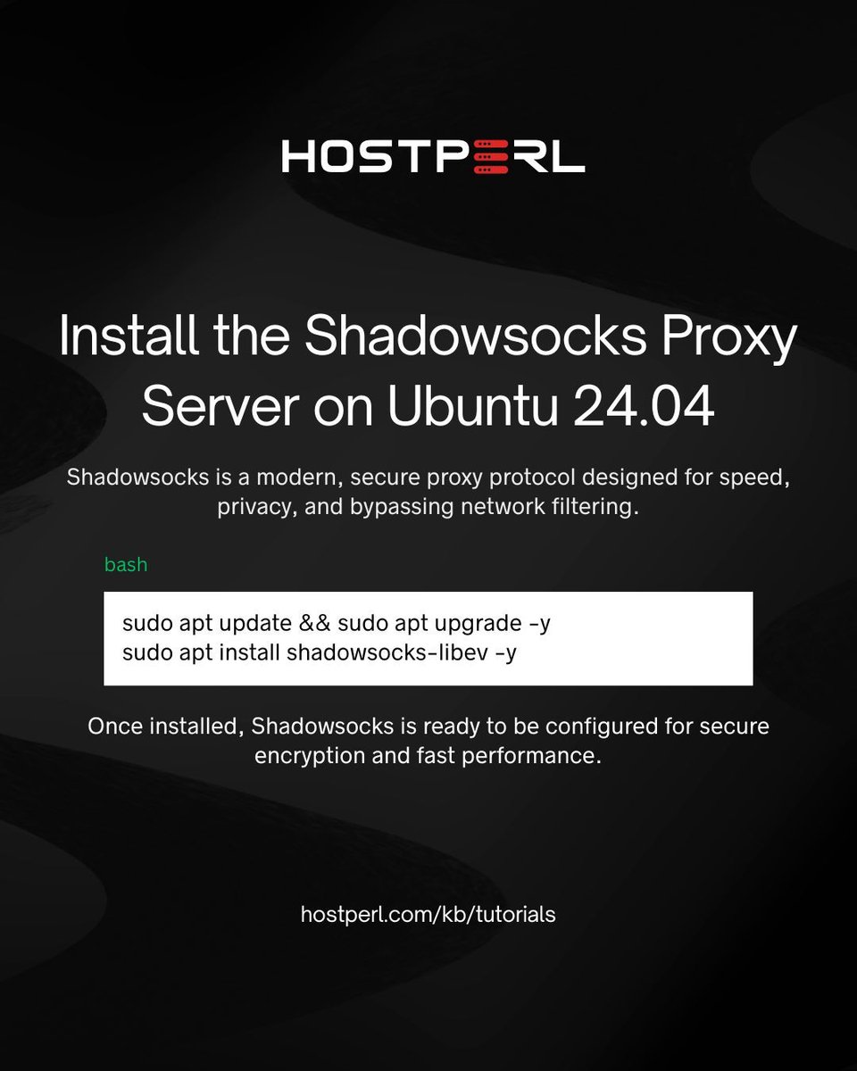 hostperlweb's tweet image. Install the Shadowsocks Proxy Server on Ubuntu 24.04

Shadowsocks is a modern, secure proxy protocol designed for speed, privacy, and bypassing network filtering.

Learn more buff.ly/SJAV6ag 

#shadowsocks #ubuntu2404 #linuxserver #proxyserver  #networksecurity  #hostperl