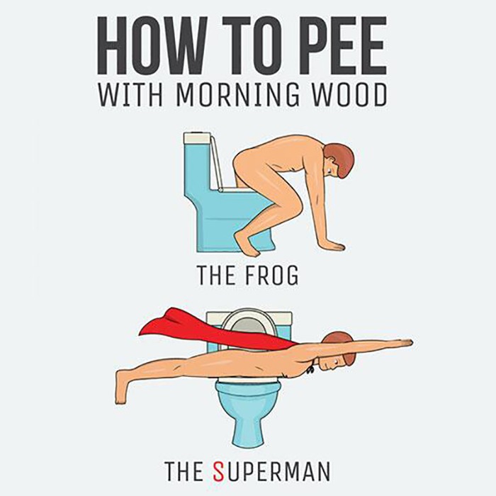 Tired of morning wood ruining your aim? 😂 This hilarious wall art offers 9 illustrated solutions to hitting your mark!  Upgrade your bathroom decor (and your accuracy) 😉 unicun.com/product/how-to…