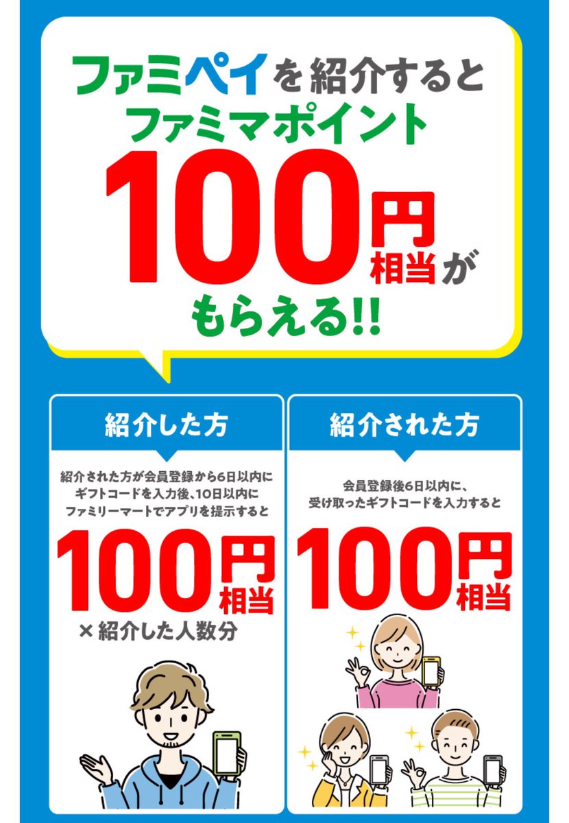 ファミペイ アンケート回答て100㌽（1,000名） 期間 2/24〜3/2