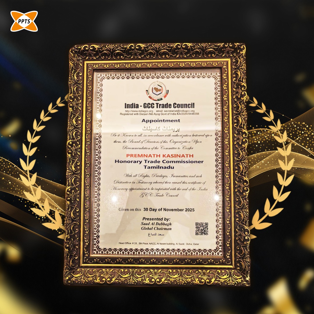 Congratulations Mr. Premnath

Founder &amp; Chairman, #PPTS
on being appointed as the Honorary Trade Commissioner for Tamil Nadu - Qatar.

A new era of global impact begins.

 #leadership #globalimpact #TradeCommissioner #IndiaGCC #ProudMoment #Qatar
