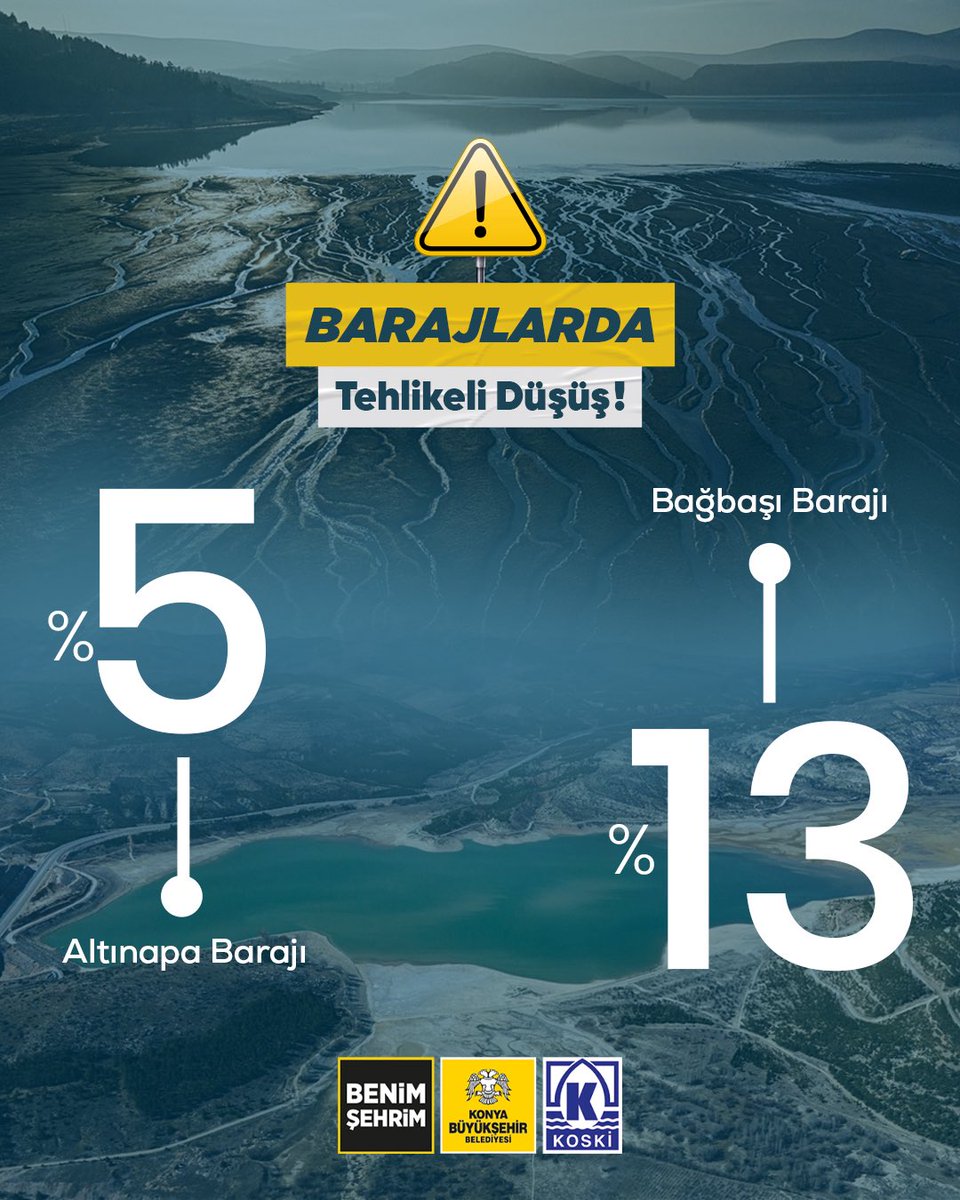 ❗️Mavi Biterse, Yeşil de Biter.

Şehir merkezimizi besleyen barajlarımızda güncel doluluk oranları;

Altınapa Barajı : %5
Bağbaşı Barajı : %13