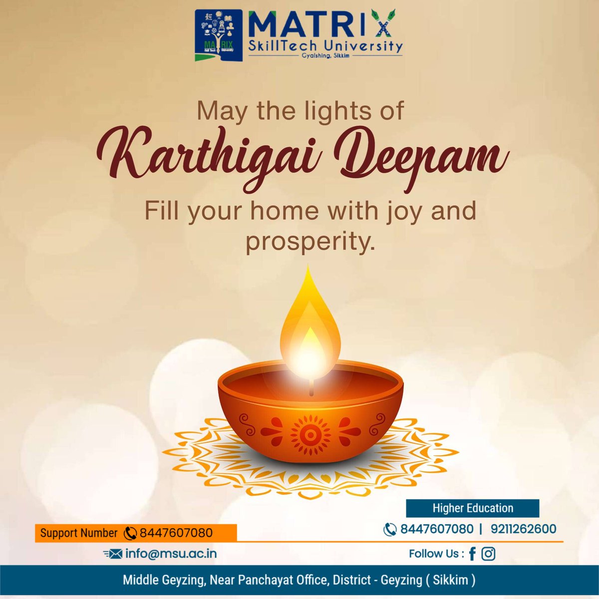 university19447's tweet image. Glowing with devotion and happiness on Karthigai Deepam from Matrix SkillTech University! 🪔✨
May the sacred light of the lamps remove darkness, spread positivity, and fill every heart with peace and prosperity.
#KarthigaiDeepam #HappyKarthigaiDeepam #MatrixSkillTechUniversity