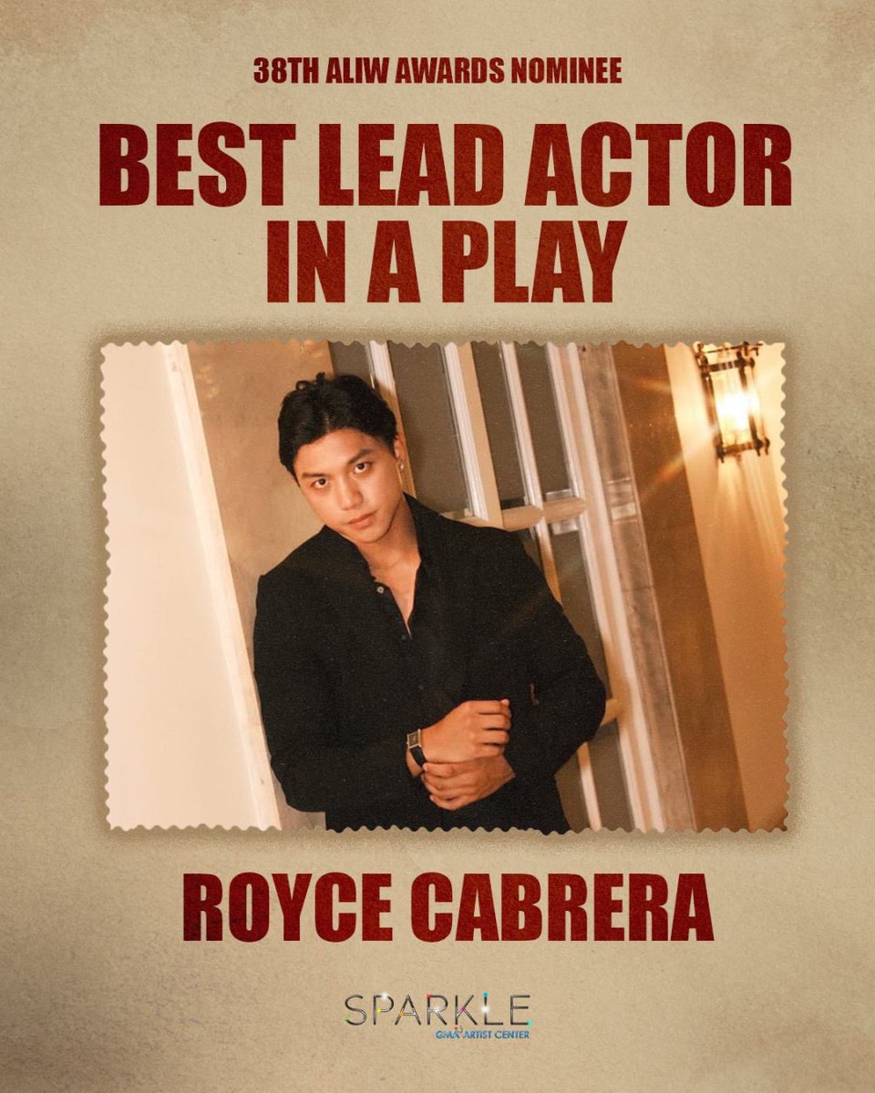 Sparkle_GMA's tweet image. Congratulations to Royce Cabrera for being nominated as 'Best Lead Actor in a Play' at the 38th Aliw Awards. ✨

#RoyceCabrera