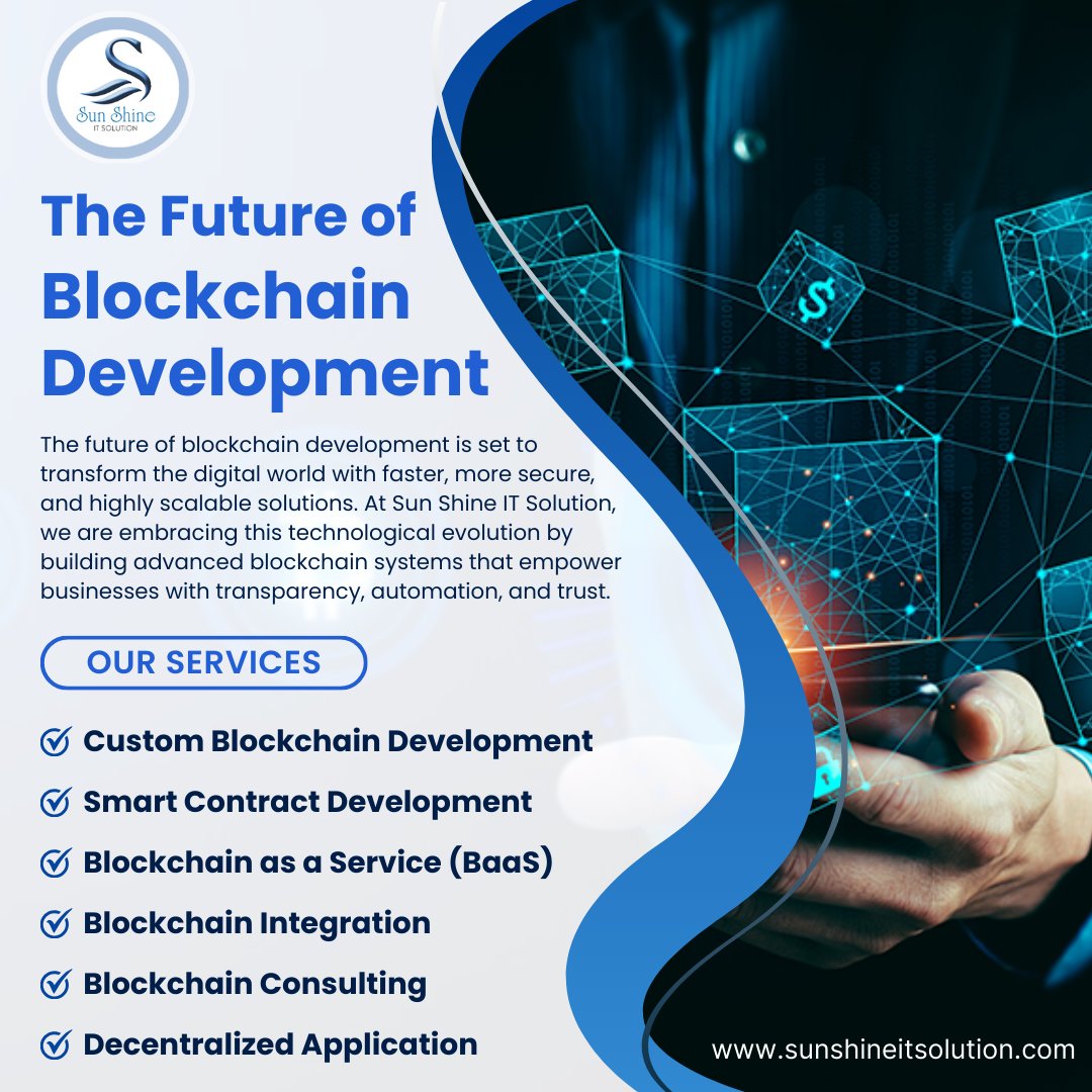 sunshineitcomp1's tweet image. 🔗 The Future of Blockchain Development: Smarter, Faster &amp;amp; More Secure

Blockchain has moved far beyond cryptocurrencies—today it&apos;s becoming a foundation for global digital innovation.

Explore Our LinkedIn Page
linkedin.com/company/287032…

#SunShineITSolution #BlockchainDevelopment