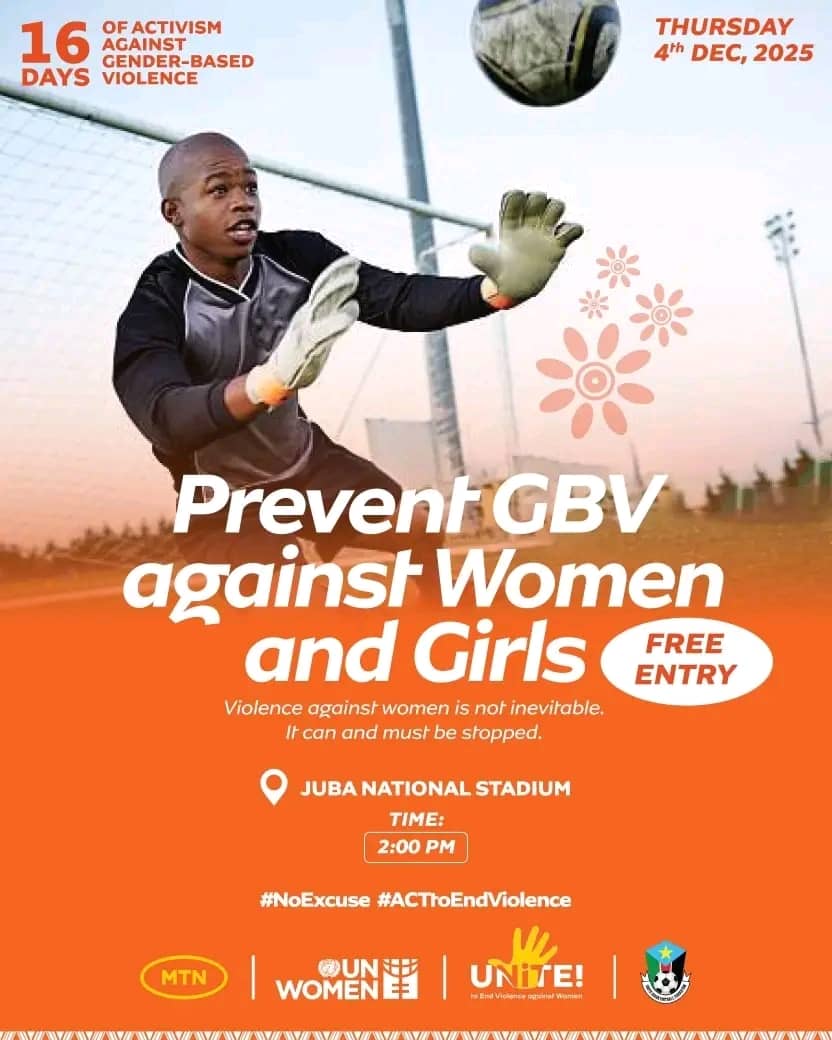 unwomenssudan's tweet photo. ⚽ Happening Today: Play for Peace
📅 4 December 2025
A symbolic football match between the Women’s National Team and Men’s U-17 Team challenges harmful gender norms.
📍 Free Entry
🕑 2:00 PM – 4:00 PM
#PlayForPeace #GenderEquality #FootballForChange #BreakingBarriers https://t.co/wqphWrTV0W