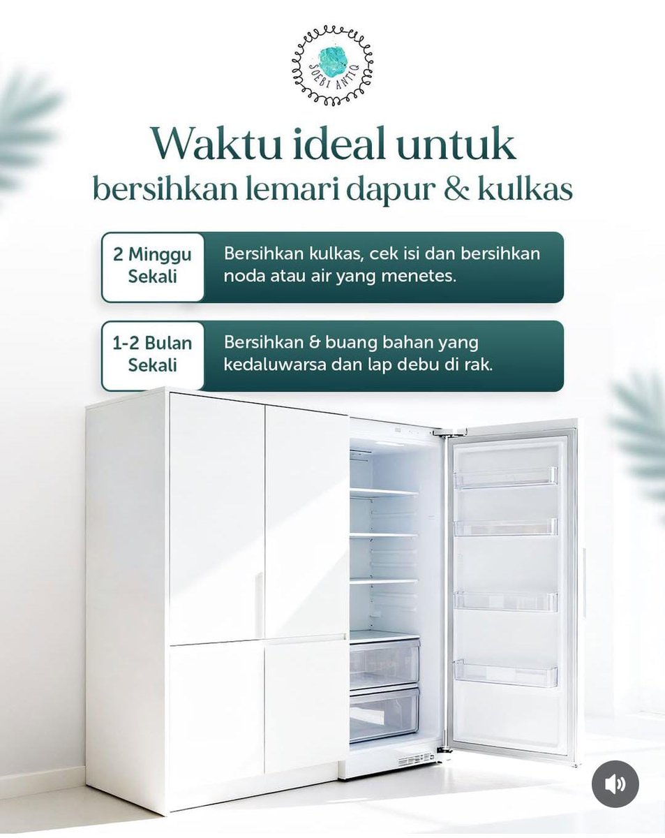 soebiantiq's tweet image. Rutinitas kecil ini bisa bikin dapur lebih rapi, bahan makanan lebih awet, dan masak jadi lebih nyaman. Yuk mulai biasakan jadwal bersih-bersih supaya dapur selalu siap pakai!

#CleanKitchen #OrganizedHome #KitchenRoutine #FridgeCare #Soebiantiq #HouseholdTips
