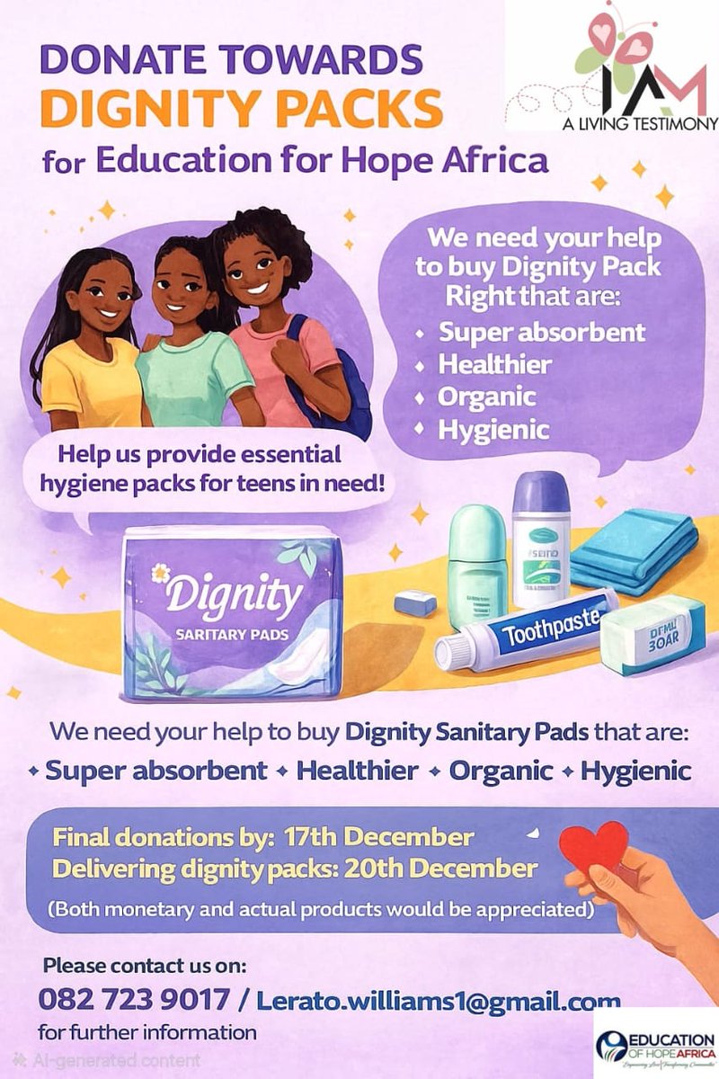 EducationofHop1's tweet photo. 🌸 It’s that heart-warming time of the year again!
A time where we come together to honour, uplift, and restore dignity to our young ladies through our annual Dignity Pack Drive.

This year, we are once again partnering with @EducationofHop1 in Kagiso. https://t.co/TTpfZwUgoo