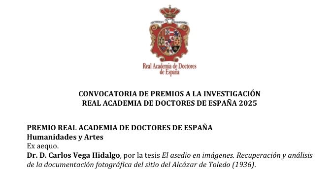 Premio Real Academia de Doctores de España – Humanidades y Artes 2025 (ex aequo).

¡Vaya semana!
