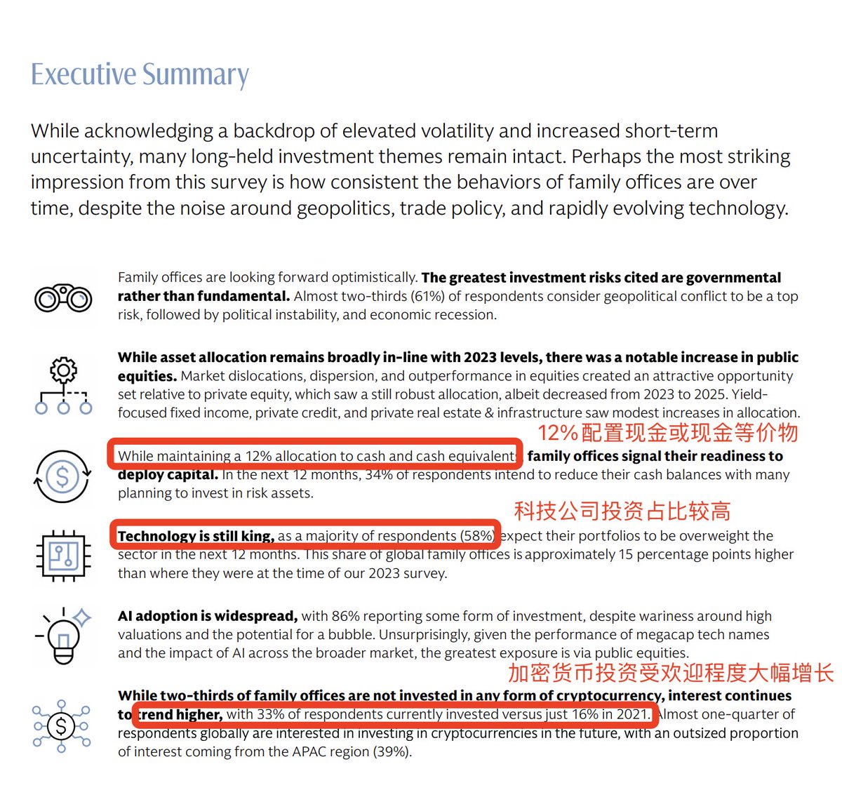 Rocky_Bitcoin's tweet image. 今天看了一下2025年投行高盛出的家族办公室报告，恰巧今年也陆陆续续跟香港和新加坡的一些家办负责人聊过，讲讲其中的一些思考，还有他们的资产配置和策略，可能对伙伴们有帮助！🧐…