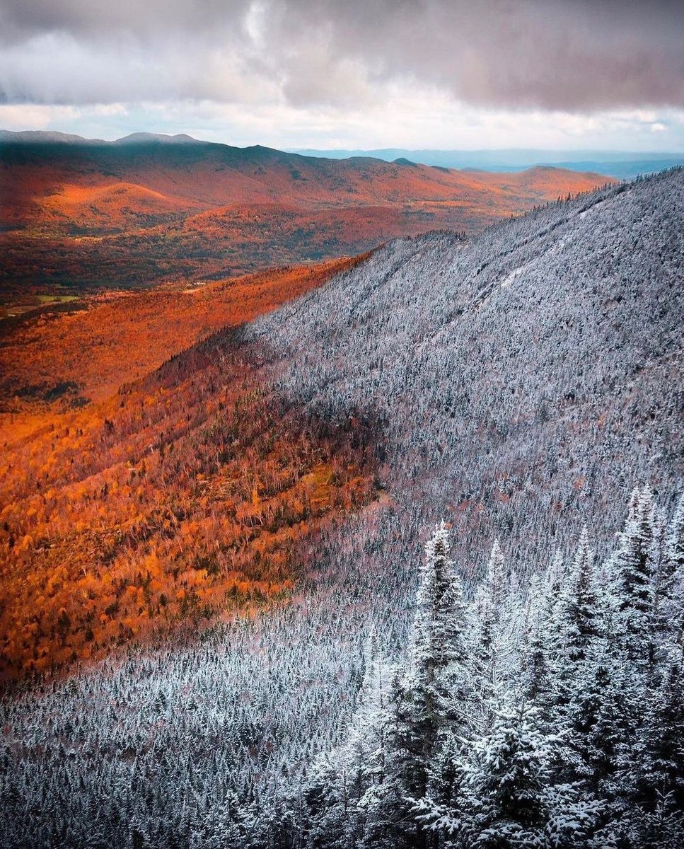 earthcurated's tweet image. Fall meets winter in Vermont ❄️🍂