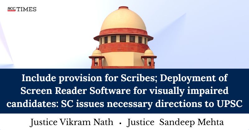 scconline_'s tweet photo. Include provision for Scribes; Deployment of Screen Reader Software for visually impaired candidates: SC issues necessary directions to UPSC
by @X_tremeThinker
Read More Here- https://t.co/4aVT8LYApY

#SupremeCourt #JusticeSandeepMehta #scribes #UnionPublicServiceCommission #UPSC https://t.co/SGDvbJ0h4p