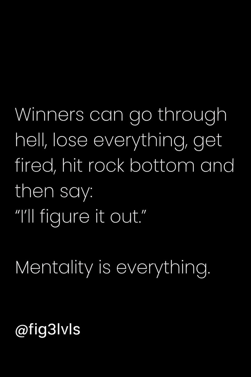 fig3lvl's tweet photo. Winners lose everything.
They hit rock bottom.
They get fired, doubted, and dragged…
and still say, “I’ll figure it out.”
That’s mentality.
That’s the separator.
Follow @fig3lvls for mindset and clarity.
Comment “training” for the exact system I use.
#MentalityIsEverything https://t.co/cHsTGCbzMk