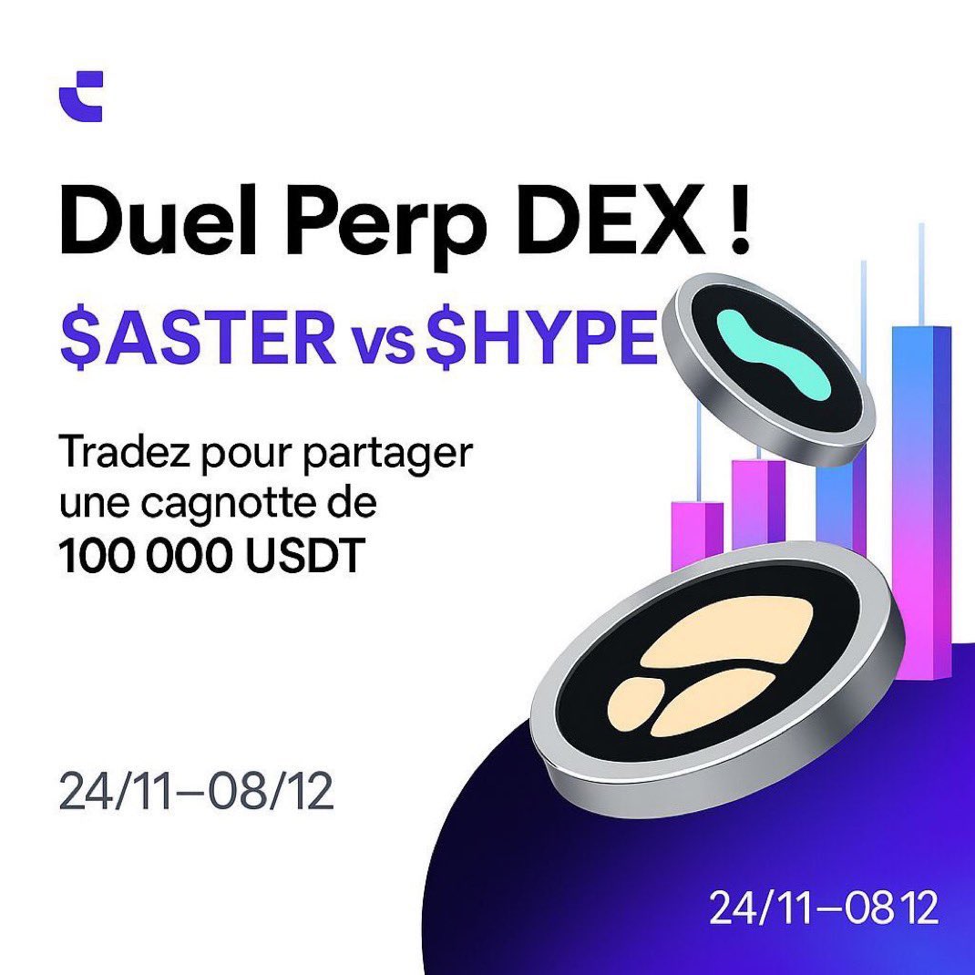 🚨 Perp DEX Showdown est LANCÉ — 100 000 USDT à gagner !

Trade, invite, prédis et grimpe dans le classement.
Que tu sois débutant ou pro — chaque action te rapporte des récompenses.

⏳ Il ne reste que quelques jours. Ne regarde pas… trade et gagne.
👉 Rejoins maintenant :