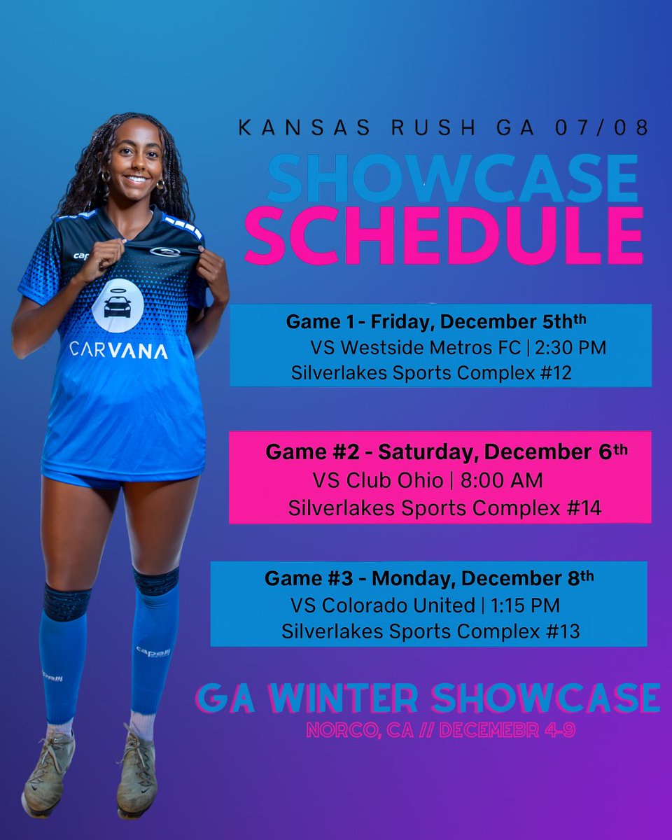 HasabuBiti's tweet photo. Heading to Cali tomorrow, come watch my team and I show off all our hard work!! #GAWinterShowcase @KSRUSHGA08
@TopDrawerSoccer @PrepSoccer @HSSoccerKC @ImYouthSoccer @TheSoccerWire @KSRGirlsAcademy @GAcademyLeague https://t.co/2oPMVmcWC6