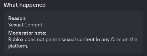 TheGoblinSimp's tweet photo. @Roblox is a fucking joke. ive seen alot of heinous shit on roblox, but I GET BANNED FOR &amp; WHOLE DAYS for A ART WIP FOR A MENU OF MY GAME?? be so serious right now. and they wont even look at my appeal until 5 days are up. BE SO FOR REAL RN. REMOVE AI FROM YOUR MODERATION https://t.co/WywyUe8SAB