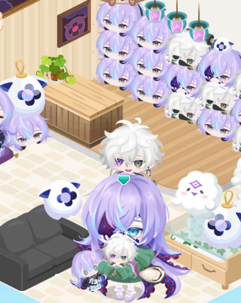 結局我慢出来ずに大変ガチャを楽しんでしまい、色々手に入ったのでハッピーになりました☺️
オトモもうれしい〜もう全部が可愛い
 #ピグパ星導叢雲コラボ