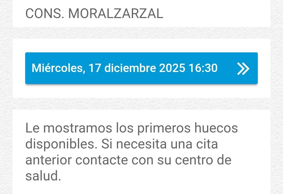 Estamos como para un Planeta Joven. Dos semanas para una cita de Atención Primaria.
#Moralzarzal
