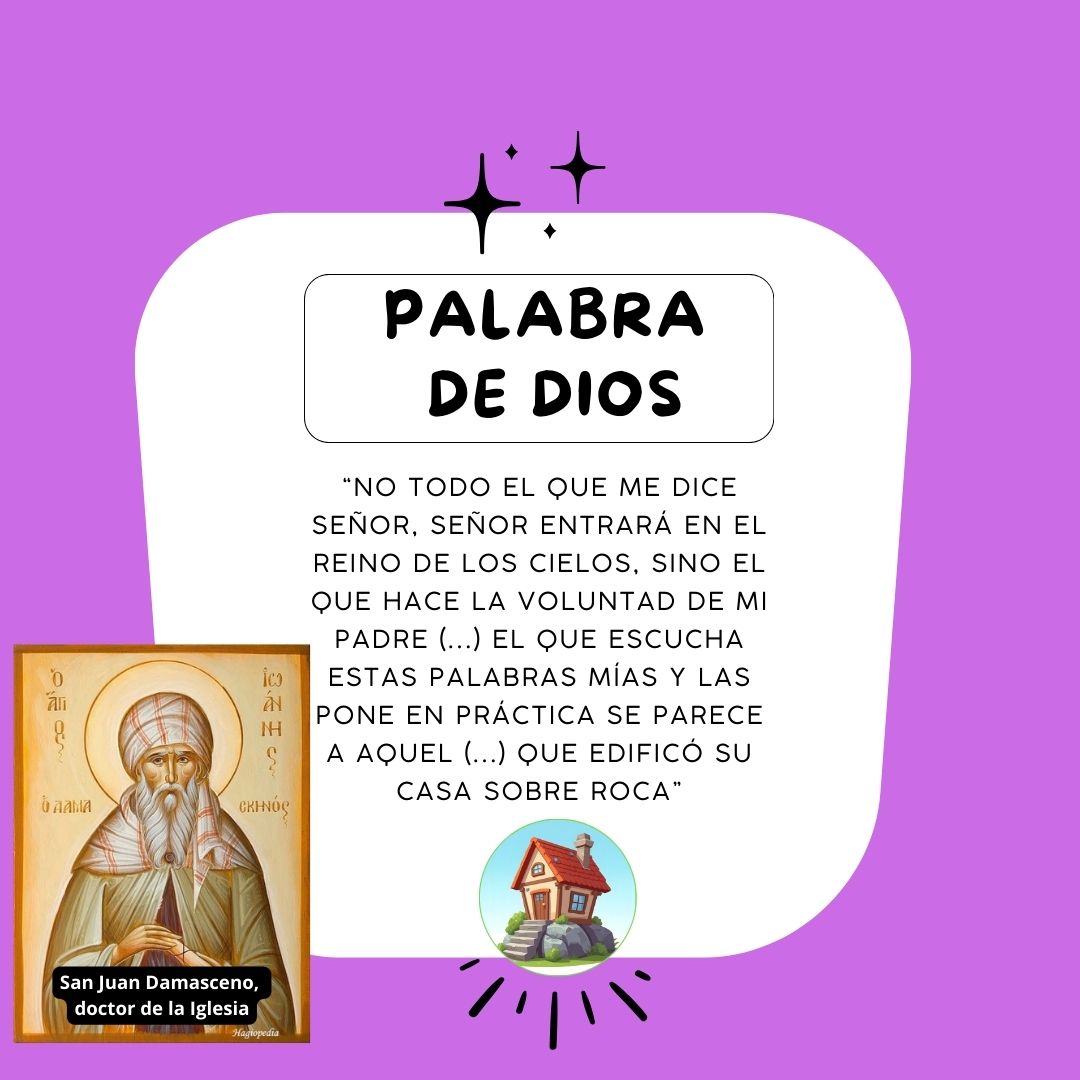Construir la casa de la fe sobre roca es hacer la voluntad del Padre, no por obligación, sino por un compromiso asumido con libertad que se traduce en obras. No basta con creer. Hay que hacer. ¿Conozco las 14 obras de misericordia? ¿Las hago vida?