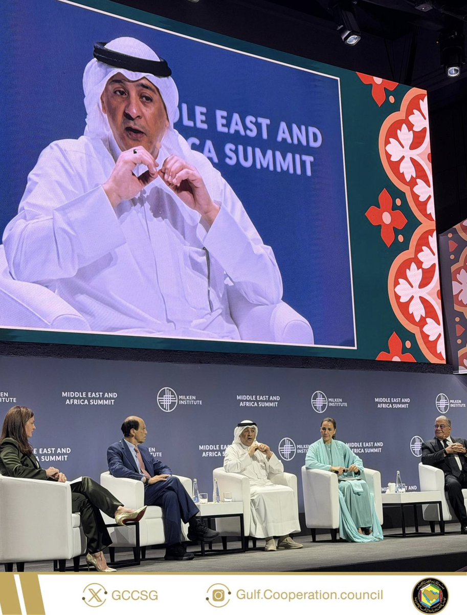 GCCSG's tweet photo. معالي الأمين العام @jasemalbudaiwi : الموقع الجغرافي الاستراتيجي لدول المجلس واستقرارها السياسي وقوة أسسها الاقتصادية، إضافة إلى تسارع مشاريع التكامل الخليجي، جعلتها وجهة عالمية جاذبة للاستثمار، ومنصة رئيسية للشراكات الدولية.

@MilkenInstitute 

https://t.co/umd6xqdSu6

#مجل��_التعاون