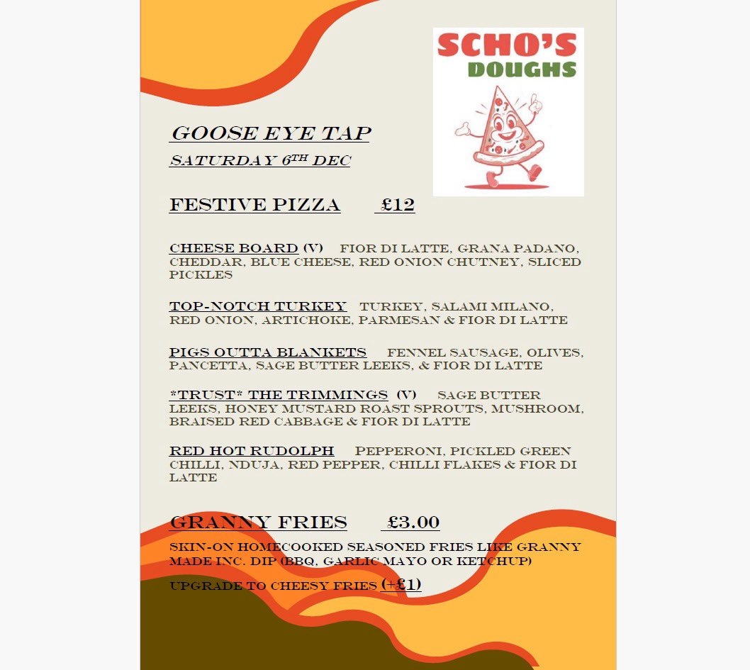 GooseTap's tweet image. Saturday 6th is our final food van of the year, and its a belter!! Scho’s Doughs will be with us 12-7pm m. They’re bringing two ovens and plenty of pizza to keep you going 🍺🍕