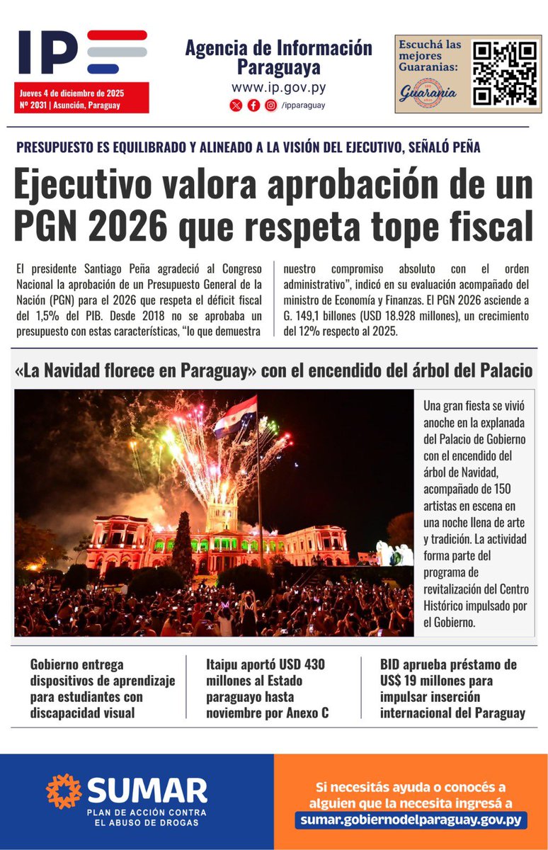 🗞 Compartimos los principales titulares de la <a href="/IPParaguay/">IP Paraguay</a>

💻📲Toda la información actualizada del día en ip.gov.py