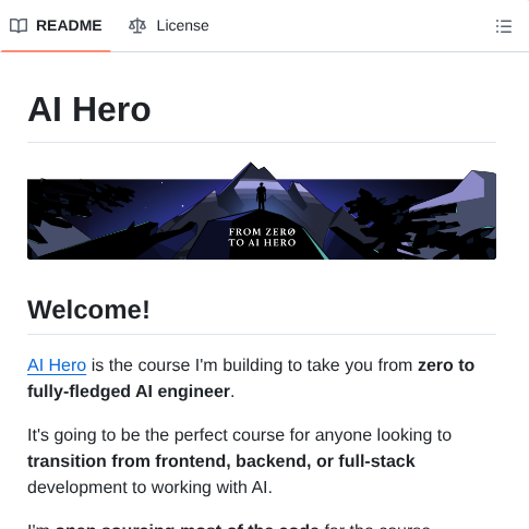 tom_doerr's tweet image. Course material for learning AI engineering

github.com/ai-hero-dev/ai…