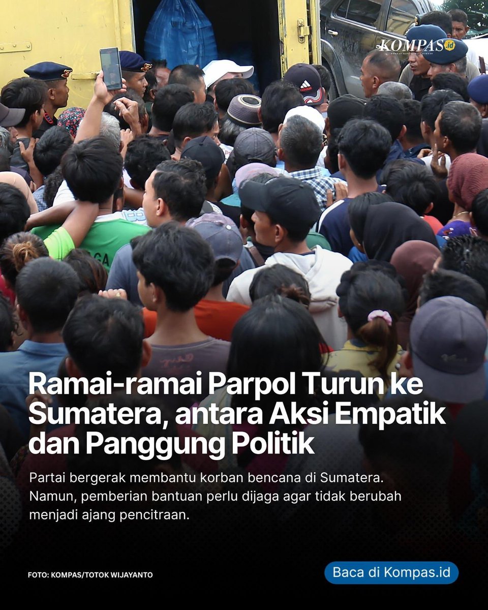 Partai-partai inilah yang mengesahkan banyak UU yang menjadi benih bencana, seperti UU Minerba, UU Ciptakerja, sampai UU KPK yang menyuburkan kembali korupsi sumber daya alam. 

Sekarang cosplay jadi Dinas Sosial.
Sampah! (pun masih lebih berguna).