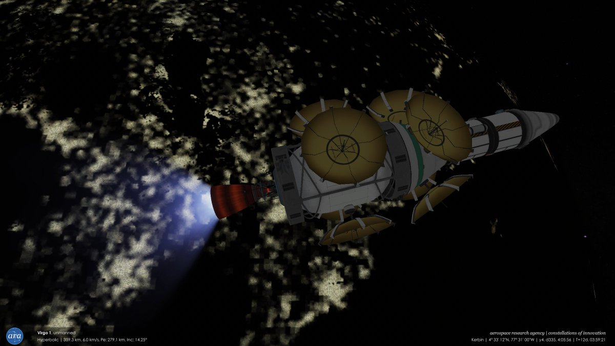 mikusingularity's tweet image. [ARA] Y4, D323-335 - Virgo 1 is launched to flyby Eeloo in one and a half years

(I like doing Oberth maneuvers with spacecraft launched from Minmus)