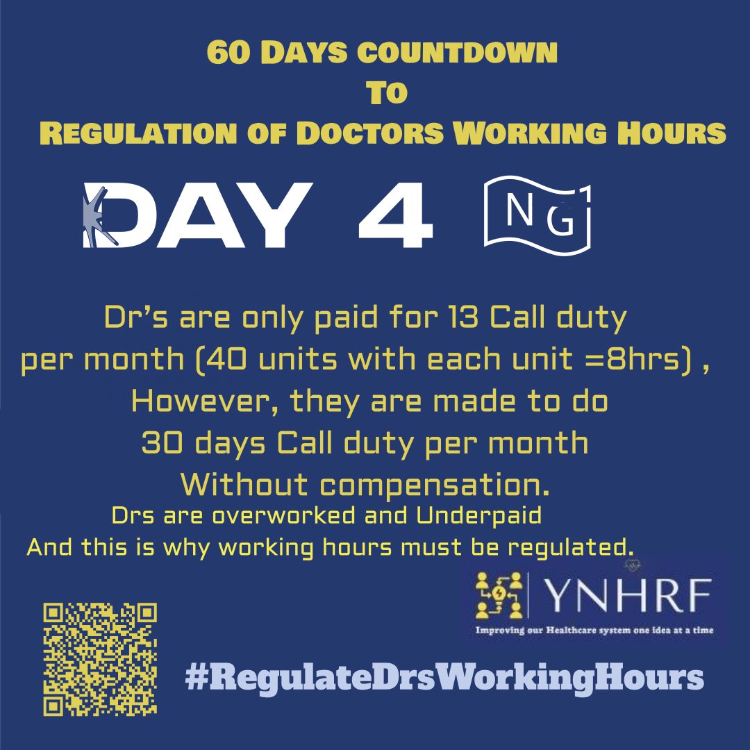 mumtazin's tweet image. Dr’s are only paid for 13 days call duty per month while being made to do 30 days call per month for years. This is injustice. 

#regulatedrsworkinghours 

It is not over until it’s over.
@nard_nigeria @nationalnma @Fmohnigeria @NGRSenate @NGRPresident @MDCNOfficial…