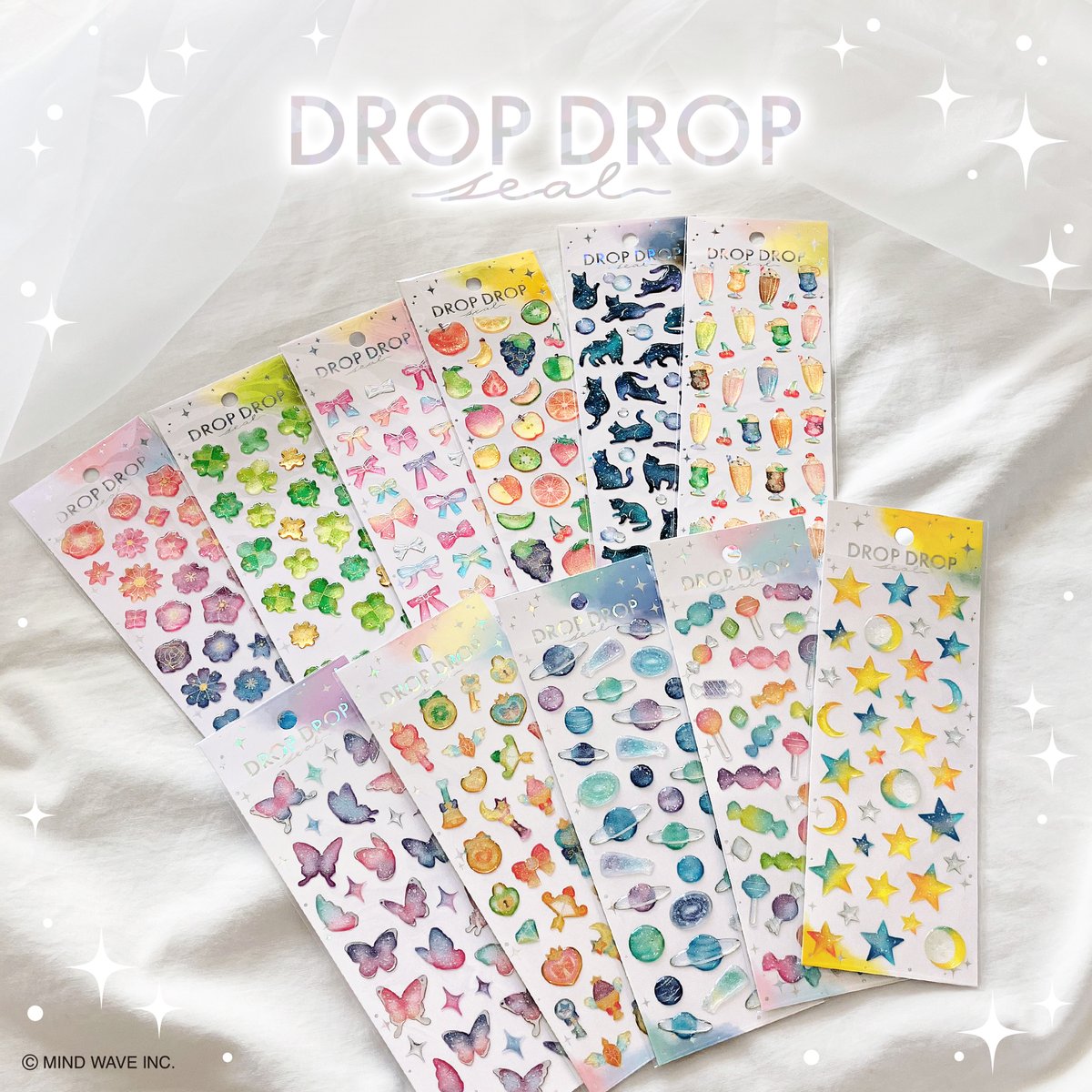 □NEW ITEM□ 「DROPDROPシール」 鮮やかなグラデーションとラメのきらめきが特徴のドロップシールが登場🍬🐈‍⬛🦋  こちらの商品は弊社オンラインストアにて12月12日より販売 店頭では本日より順次展開予定です✨