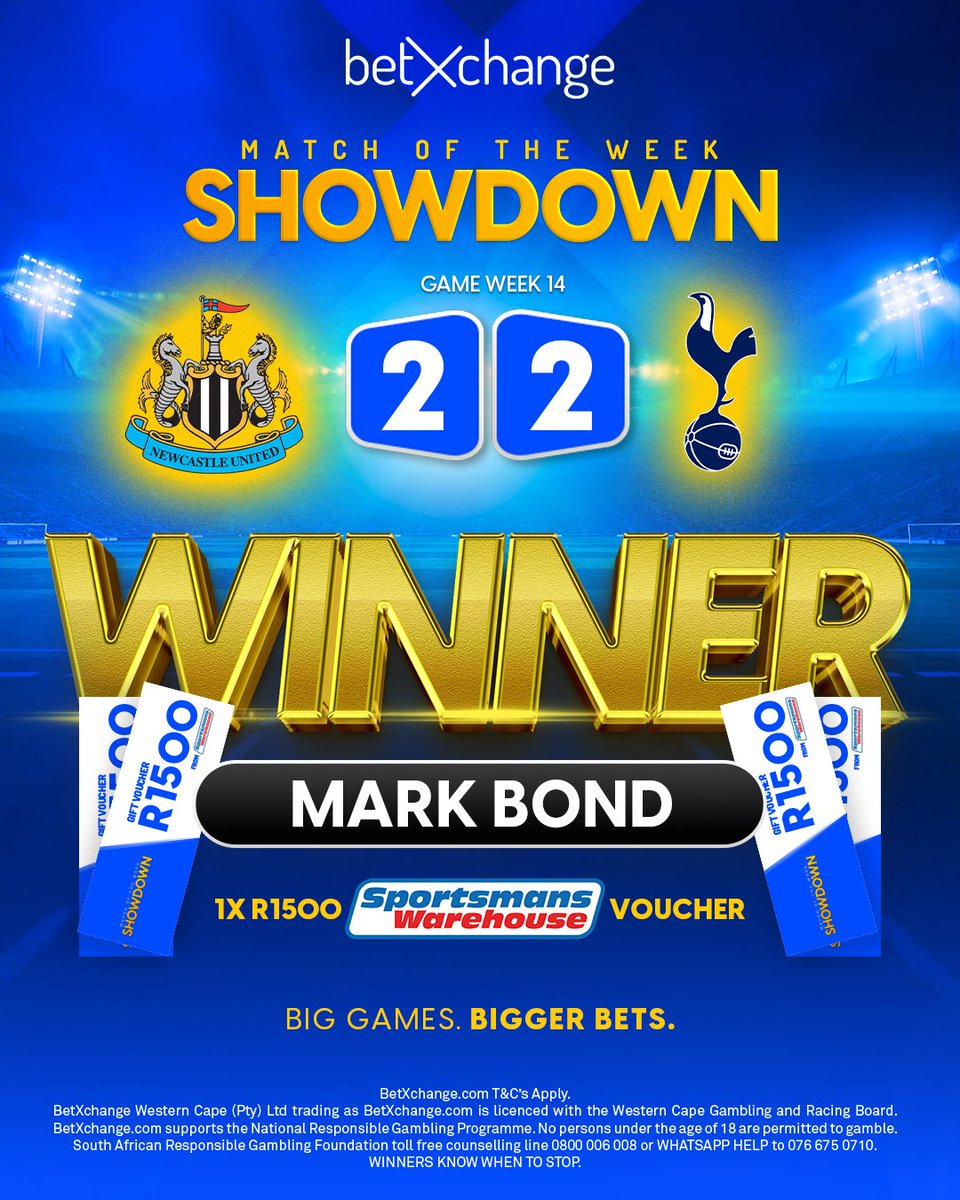 betXchange's tweet photo. 🎉 GIVEAWAY WINNER 🎉
Congrats to Mark who nailed the score prediction.⚽️
Enjoy your Sportman's Warehouse Voucher. 🏆
Do you really want to miss out on the next one? 🙄
Stay tuned for the next Match of the Week. T’s & Cs Apply.
#PremierLeague #MatchOfTheWeek #Giveaways https://t.co/HcVYw1SyTh