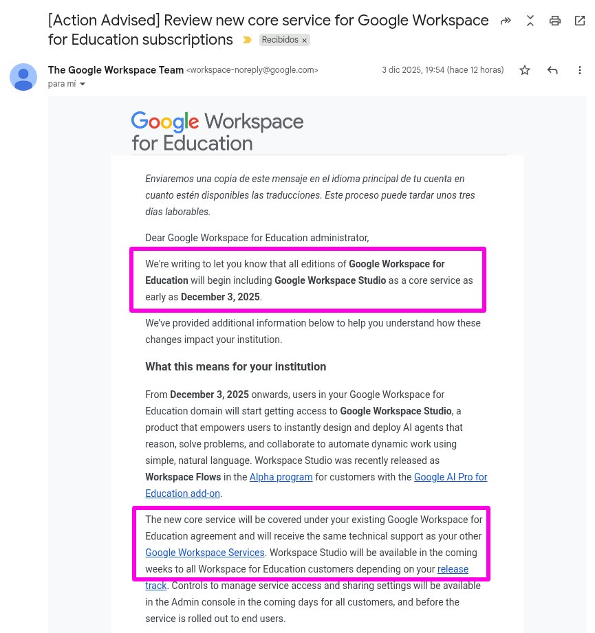 pfelipm's tweet image. Google #WorkspaceStudio ya disponible de manera generalizada para clientes de empresa: Crea flujos de automatización en Workspace de manera visual (y extiende esos flujos cuando lo necesites usando #AppsScript).

¡Y en nada también en dominios EDU! 🤩

workspace.google.com/blog/product-a…