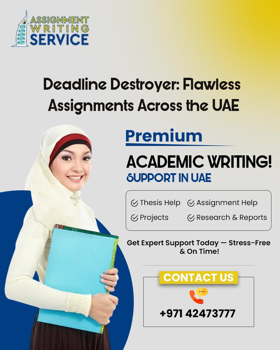 Assignment_Ae's tweet image. Deadline Destroyer! 🔥 Flawless Assignments Across The UAE.

Destroy Your Deadlines At: assignmentwritingservice.ae
Chat With Assignment Experts: wa.me/97142473777

#AssignmentWriting #Deadline #UAEAssignments #StudentLifeUAE #DubaiEducation #UAE #Viral #AcademicHelp #FYP