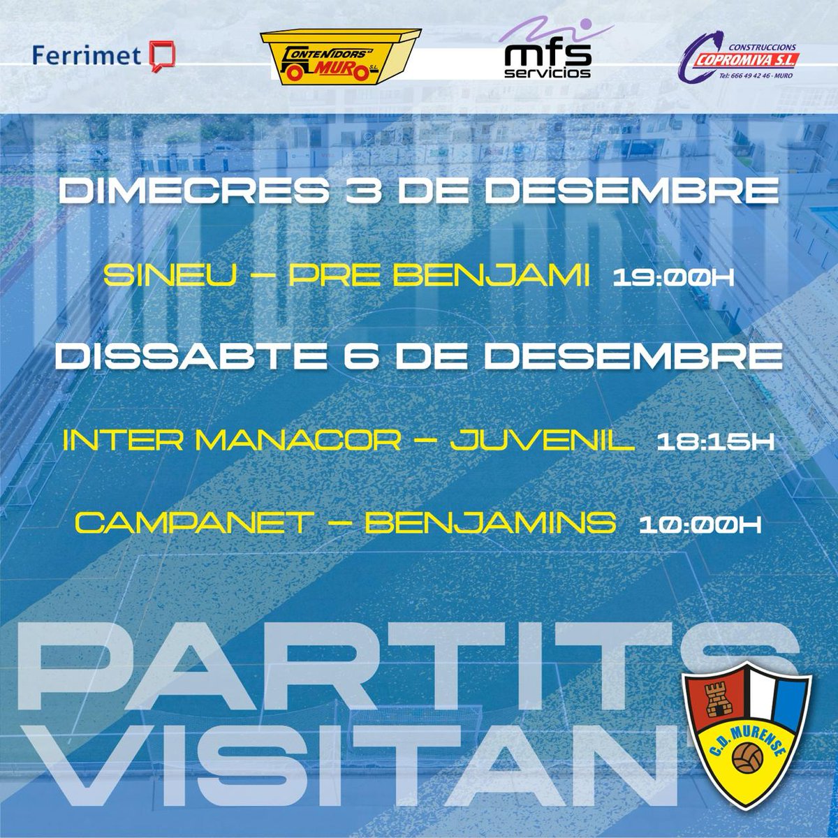 Partits del cap de setmana! Molta sort a tots els nostres equips! ⚽️💪 #cdmurense