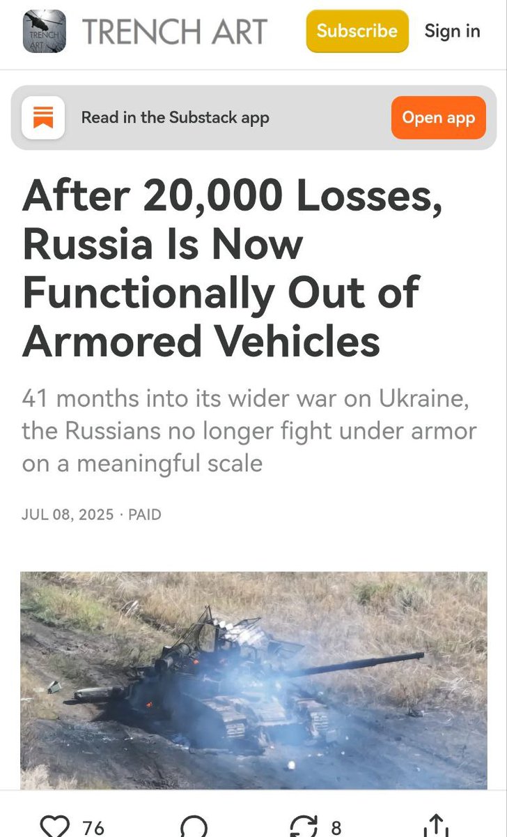 🇷🇺🇺🇦 Western commentator David Axe admits Russia has more armored vehicles now than at the start of the SMO...

This is obviously true, Russia has more of everything now than it did at the start of the Special Military Operation (SMO).

Some notes though, David Axe is greatly