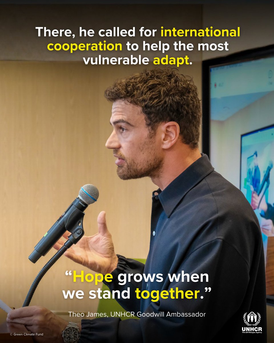 Refugees's tweet image. In Korea, during his visit to the Green Climate Fund @theGCF, he highlighted the need for urgent, united climate action to better protect those most at risk.