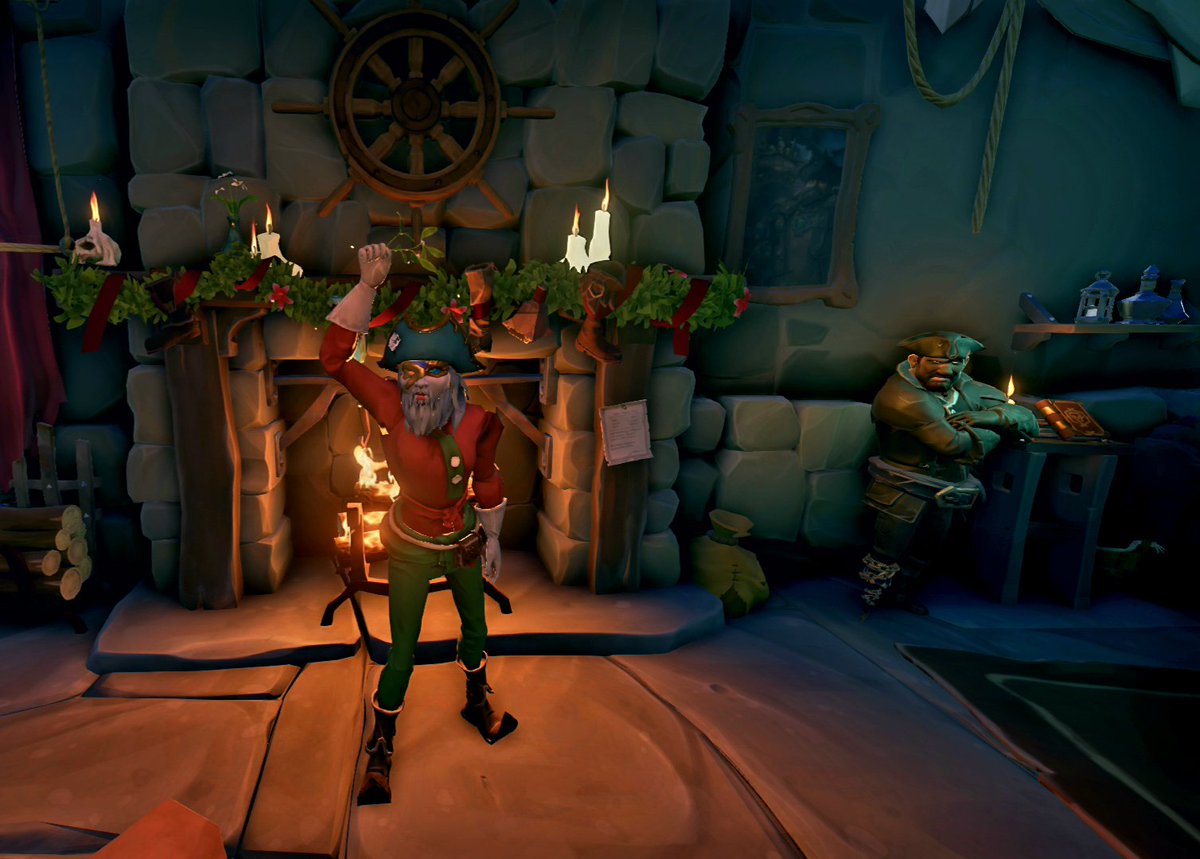 I don't think the mysterious stranger was very impressed with my festive look... 
#seaofthieves #SoT #BeMorePirate #Christmas 
<a href="/SeaOfThieves/">Sea of Thieves</a>