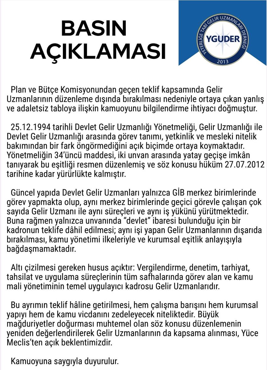 Yeterliğe Tabi Gelir Uzmanları Derneği (@yguder2013) on Twitter photo 