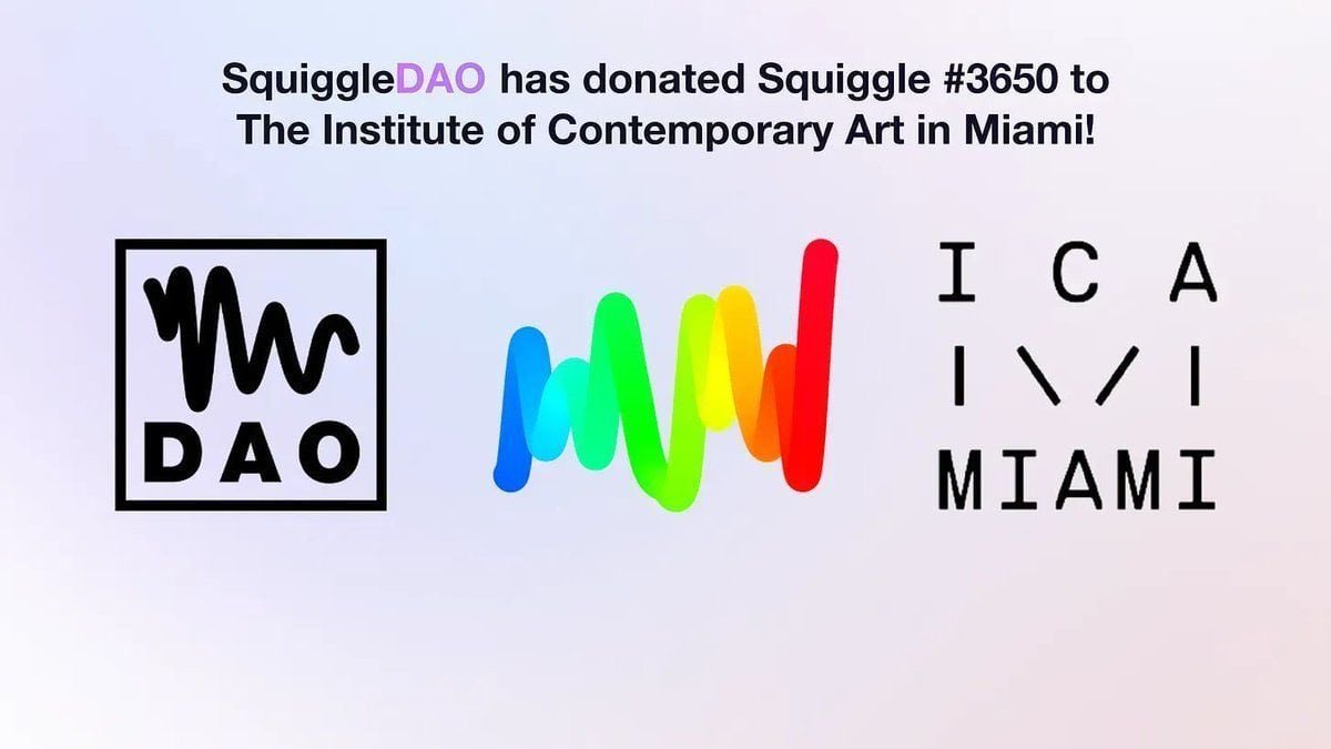 squiggleDAO's tweet image. In honor of a momentous Art Basel Miami, we’re celebrating being the first DAO to donate art to a museum with the contribution of Squiggle #3650 to @icamiami 🌈

The ICA Miami was the fourth publicly announced museum to add a Squiggle to its permanent collection, and we’re…