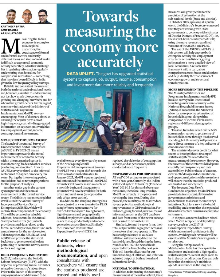 On India's Statistical System

very informative piece <a href="/KartikeyaBatra/">Kartikeya (कार्तिकेय)</a>, <a href="/econarjun/">Arjun Jayadev</a>
<a href="/amitbasole/">Amit Basole</a> on recent initiatives towards measuring the Indian economy,  especially amidst all the controversy over GDP estimation etc